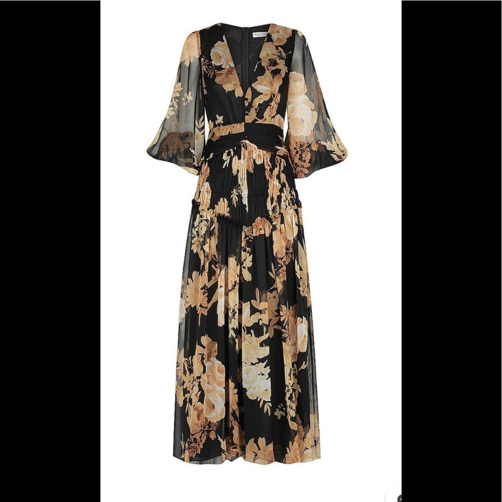 Shona Joy Henrietta long sleeve midi dress